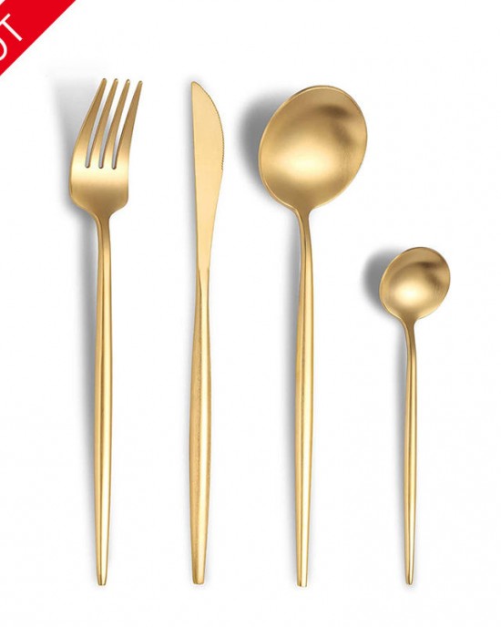 Nordic Commercial Stainless Steel Portuguese Cutlery Flatware Matte Gold Colored Silverware Spoon Fork Set Dinner Knife Nordic Commercial Stainless Steel Portuguese Cutlery Flatware Matte Gold Colored Silverware Spoon Fork Set Dinner Knife