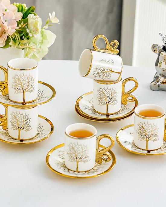 Turkish Style New Designs Golden Coffee Mugs Cup Saucer Tea Set Style Gift High Quality New Bone China For Drinking Ware Turkish Style New Designs Golden Coffee Mugs Cup Saucer Tea Set Style Gift High Quality New Bone China For Drinking Ware