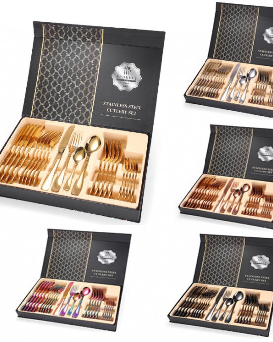 Custom logo Knife Spoon Fork Set Gold Black Wedding Cutlery 24pcs Stainless Steel Flatware Sets Cutery Set for Weeding Custom logo Knife Spoon Fork Set Gold Black Wedding Cutlery 24pcs Stainless Steel Flatware Sets Cutery Set for Weeding