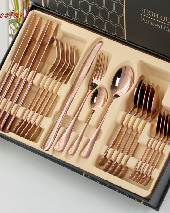 In Stock Gift Set Metal 24Pcs Knife Spoon And Fork Set Stainless Steel Cutlery Flatware Sets In Stock Gift Set Metal 24Pcs Knife Spoon And Fork Set Stainless Steel Cutlery Flatware Sets