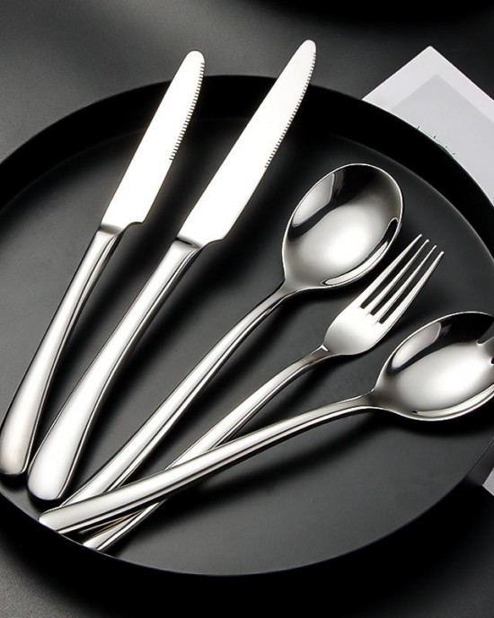Modern Reusable Luxury High Quality Stainless Steel Sliver Metal Restaurant Flatware Knife Spoon and Fork Kitchen Cutlery Sets Modern Reusable Luxury High Quality Stainless Steel Sliver Metal Restaurant Flatware Knife Spoon and Fork Kitchen Cutlery Sets