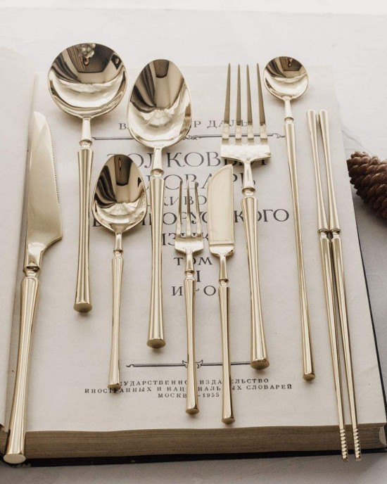 Luxury Canton Tower Round Handle Heavy Cutlery Wedding Event Flatware Dinner Knife Spoon Fork Set Luxury Canton Tower Round Handle Heavy Cutlery Wedding Event Flatware Dinner Knife Spoon Fork Set