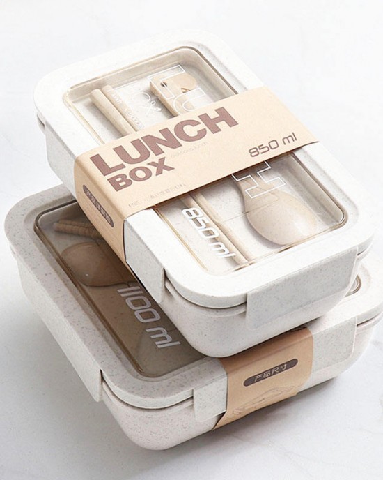 Salad Lunch Container With Spoon Chopsticks Bento Box Portable Wheat Straw Lunch Box for Kids Salad Lunch Container With Spoon Chopsticks Bento Box Portable Wheat Straw Lunch Box for Kids