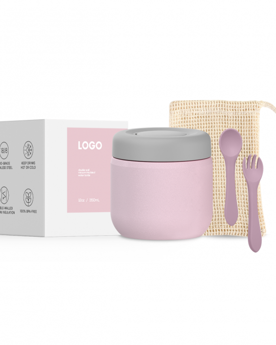 Pink 12oz Stainless Steel Food Jar With Optional Cutlery For Kids BPA Free Vacuum Insulated Food Container With Accessories Pink 12oz Stainless Steel Food Jar With Optional Cutlery For Kids BPA Free Vacuum Insulated Food Container With Accessories
