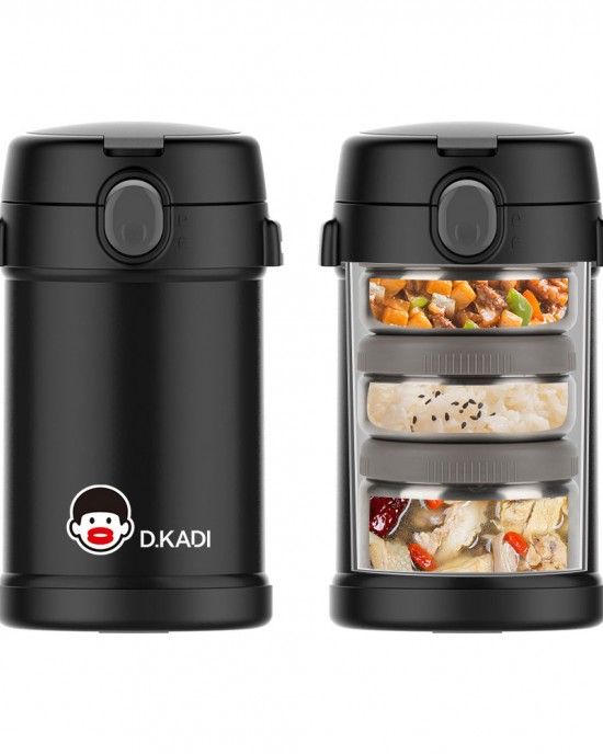 High Quality Stainless Steel 3 Compartment Tiffin Lunch Box Set Thermo Vacuum Food Flask Jar with Insulated Spoon High Quality Stainless Steel 3 Compartment Tiffin Lunch Box Set Thermo Vacuum Food Flask Jar with Insulated Spoon