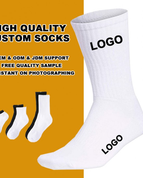 Wholesale Custom Logo Design Athletic Crew Compression Socks Men Unisex White Cushion Sports Socks With Logo Wholesale Custom Logo Design Athletic Crew Compression Socks Men Unisex White Cushion Sports Socks With Logo