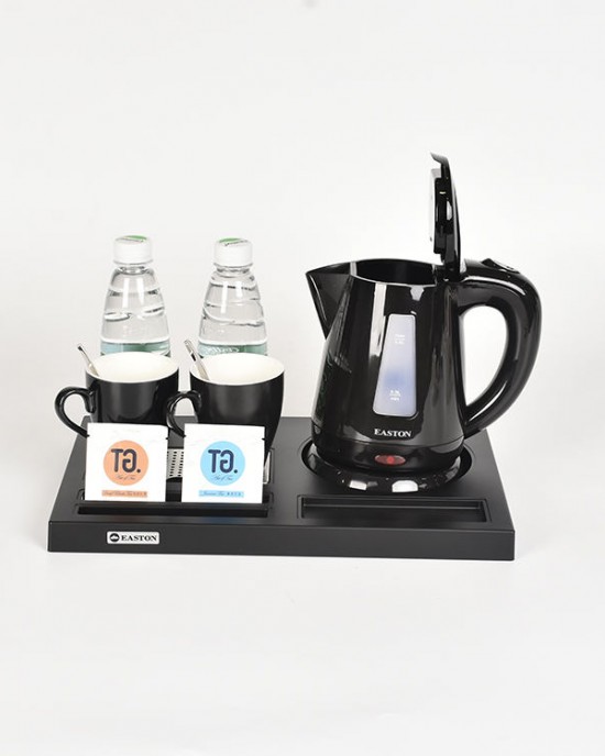 Small Capacity Good Quality Hotel Room 0.8L Kettles Plastic Black Tray Set Small Capacity Good Quality Hotel Room 0.8L Kettles Plastic Black Tray Set
