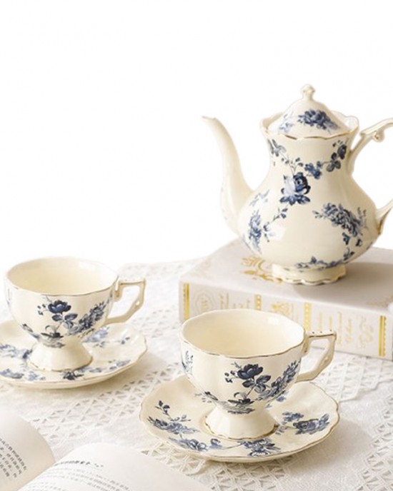 Hot Sale Vintage Tea Cup Set Luxury Turkish Restaurant Home Flower Printed Ceramic Coffee Cups and Saucer Set Hot Sale Vintage Tea Cup Set Luxury Turkish Restaurant Home Flower Printed Ceramic Coffee Cups and Saucer Set