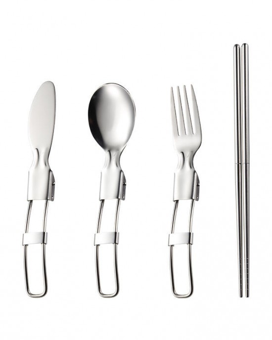 Portable Picnic Camping Food Grade Stainless Steel 304 Folding Cutlery Set Folding Spoon Fork Knife Set With Bag Portable Picnic Camping Food Grade Stainless Steel 304 Folding Cutlery Set Folding Spoon Fork Knife Set With Bag